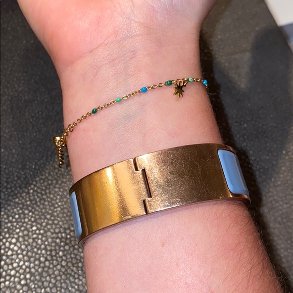 Rose Gold Blue/Gray Wide Clic Clac bracelet - Picture 9 of 10